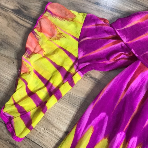 Inc colorful purple orange and yellow off shoulder Pom Pom  top - Picture 3 of 13